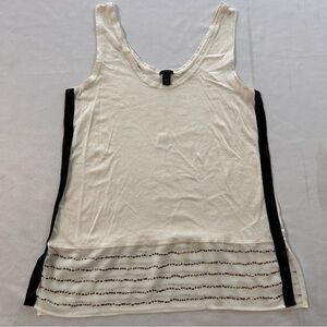 J. Crew Cream and Black Asymmetrical Tank Top